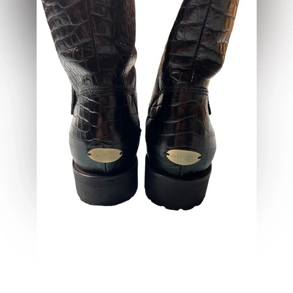 JIMMY CHOO Womens Boots Stamped Mock Croc Shearling Size 36.5 Buckled $1,295 - Picture 5 of 16